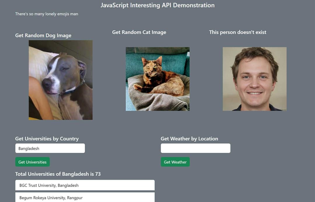 Project 5: JavaScript Interesting API's