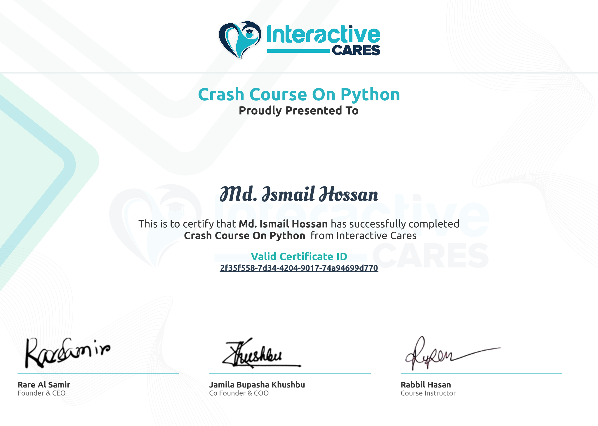 Certificate Preview