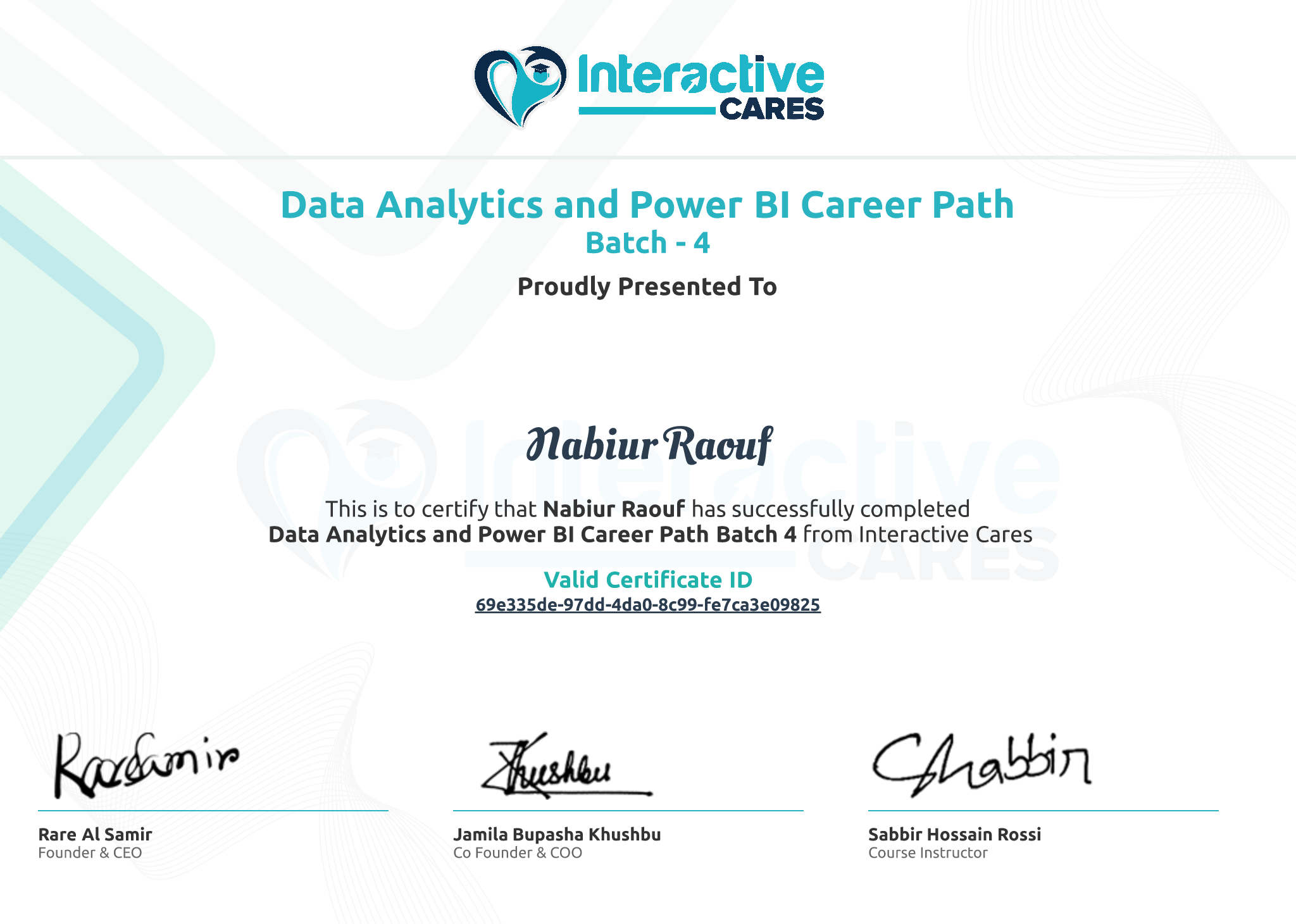 Certificate Preview
