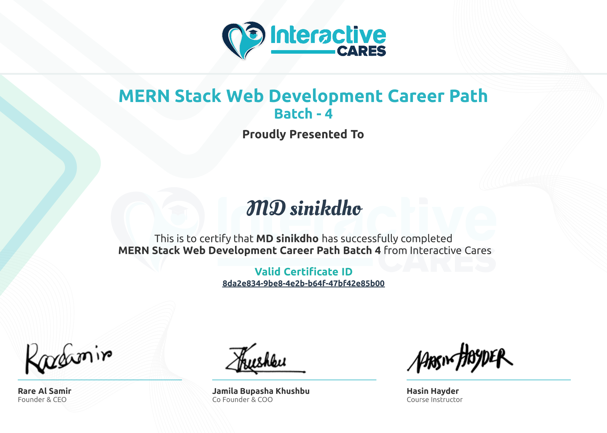 Certificate Preview