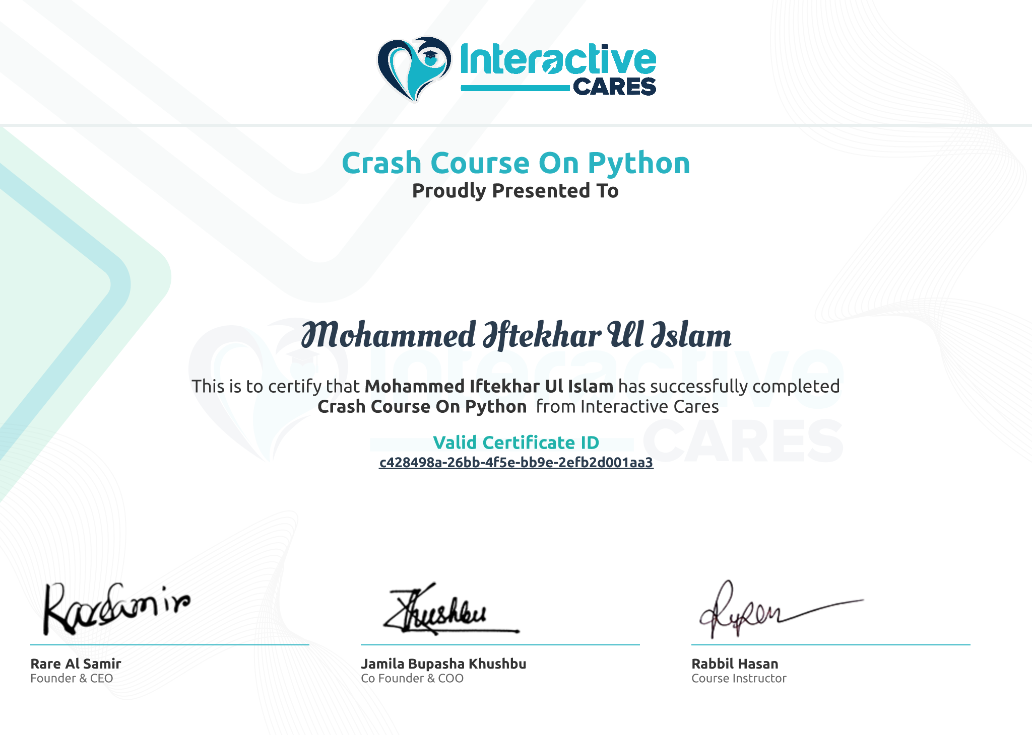 Certificate Preview